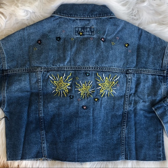 Embroidered cropped denim jacket, brand new. - Picture 6 of 11
